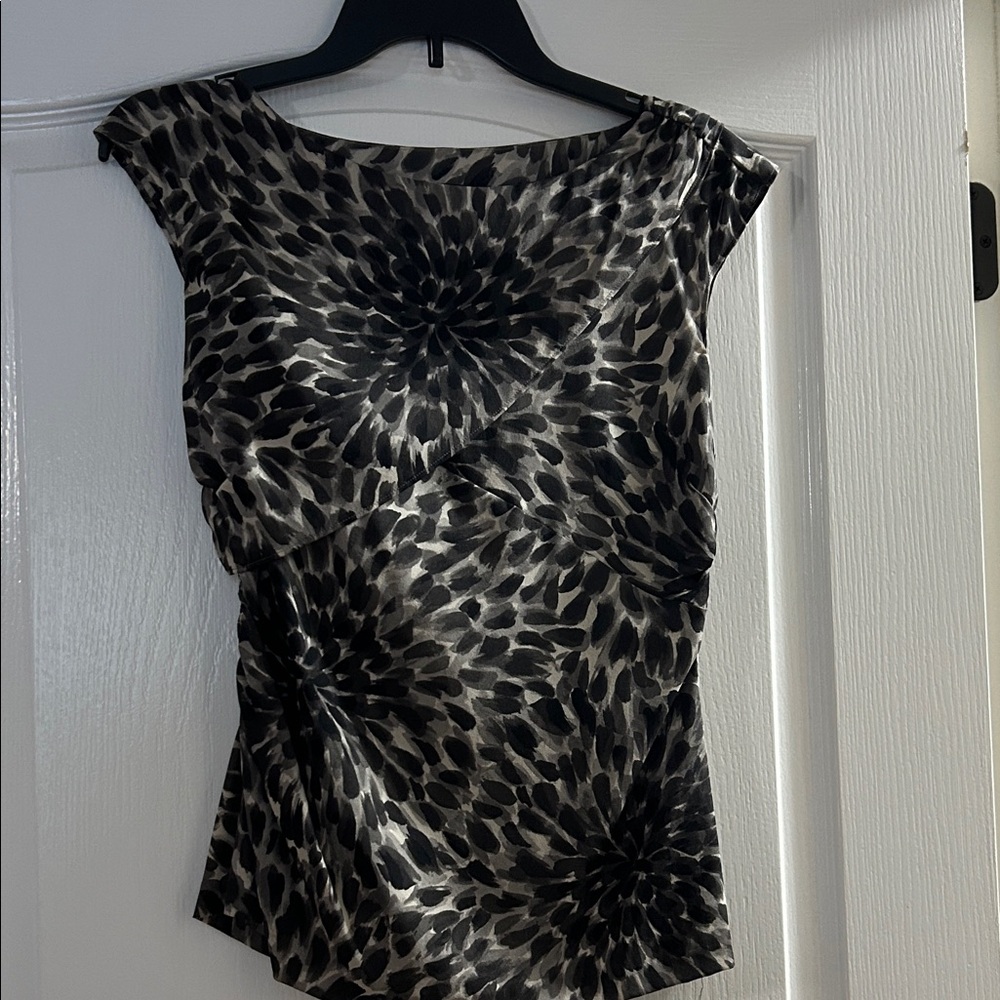 Ann Taylor silk Elegant Black and Gray Women's Top